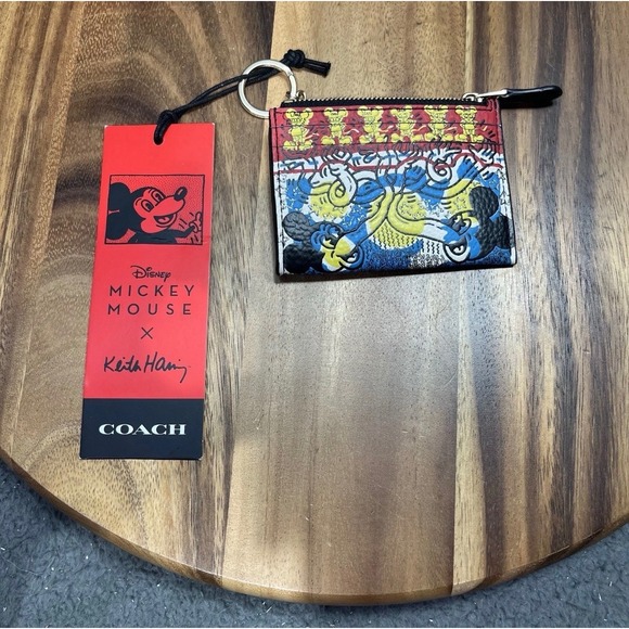 Coach Accessories - COACH Disney Mickey Mouse x Keith Haring Zip Card Case Wallet Keychain NWT